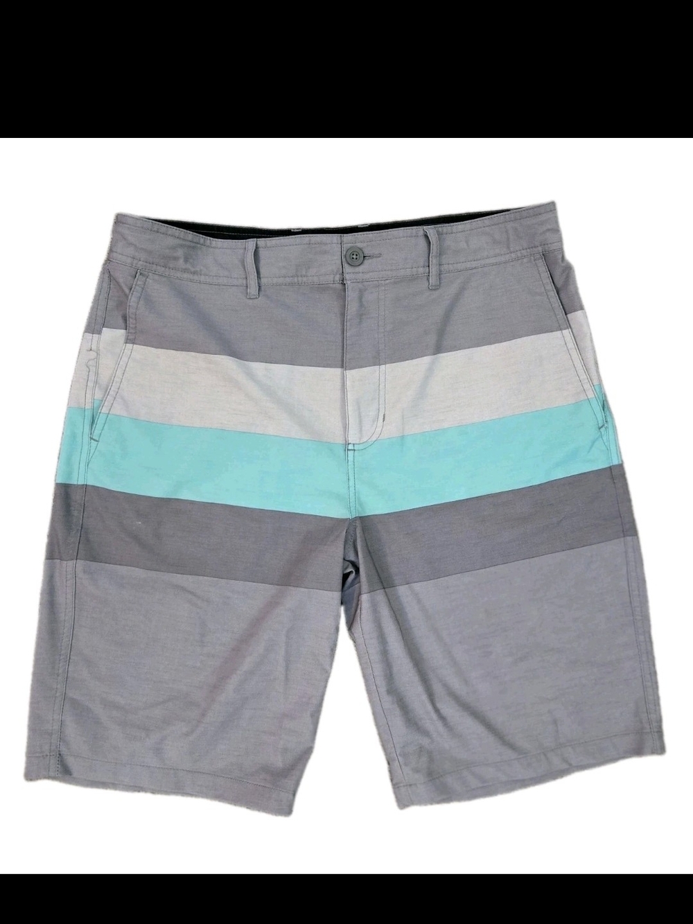 Goodfellow & Co Grey Teal Striped Hybrid Shorts 33